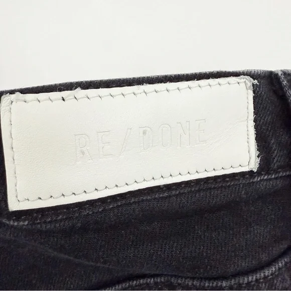 Re/Done Originals High Rise Ankle Crop Jeans: Faded Black Wash